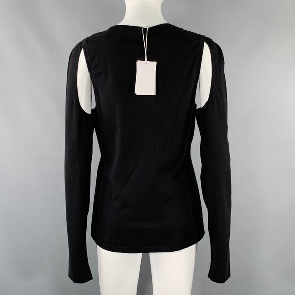HELMUT LANG Size L Black Cut Out Crew Neck Pullover - Picture 4 of 7